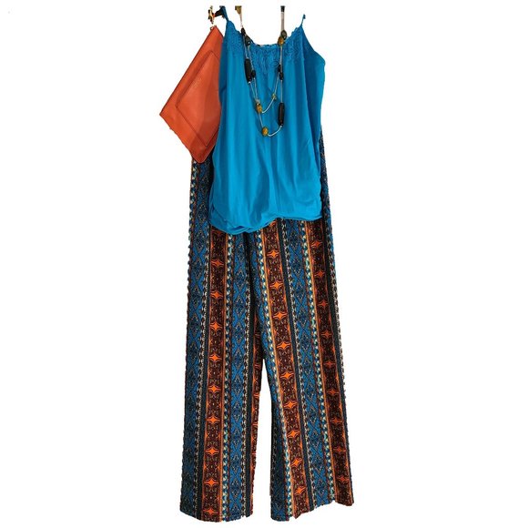 Vibrant Color Print Boho Pants by Vamp Med - Picture 1 of 7
